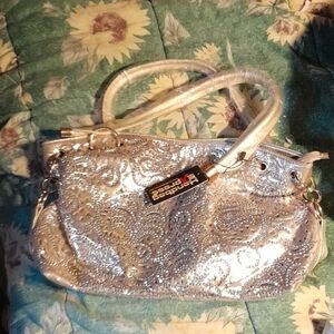 Brand New,  Handbag Express Gold Metallic Embellished Crossbody